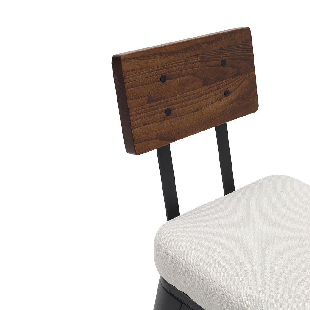 2Pcs Metal Breakfast Bar Stools with Cushions and Backrest,White