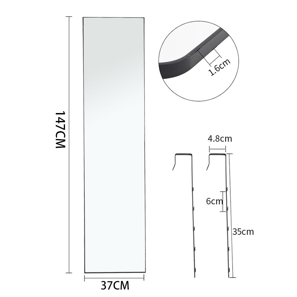 Metal Frame Over the Door Full Length Mirror Black