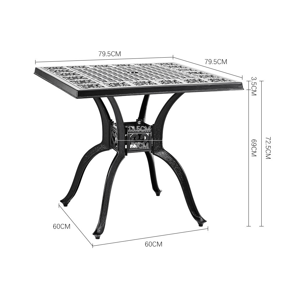 Set of 3 Cast Aluminum Square Outdoor Dining Set