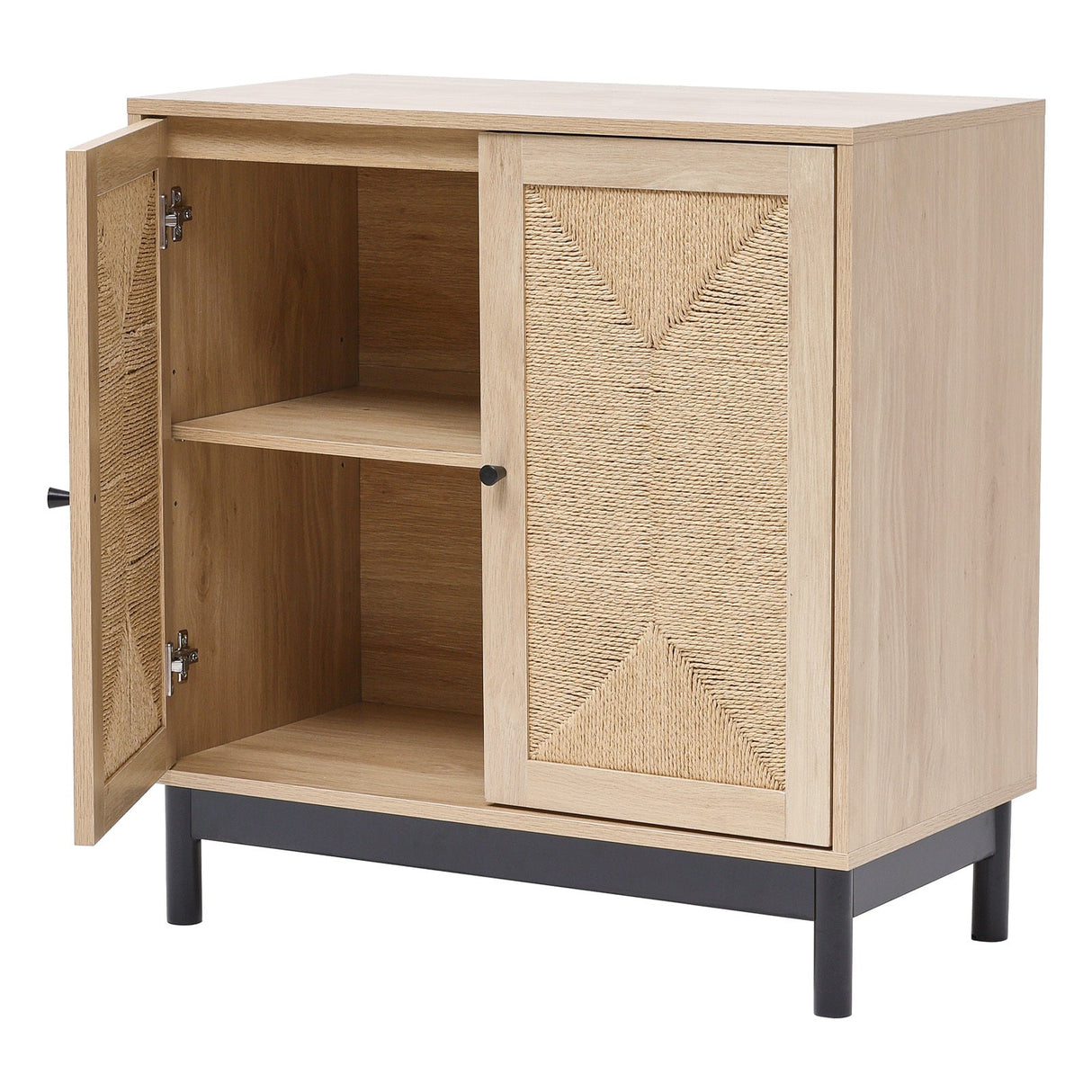 Rustic Wooden Sideboard with Woven Doors