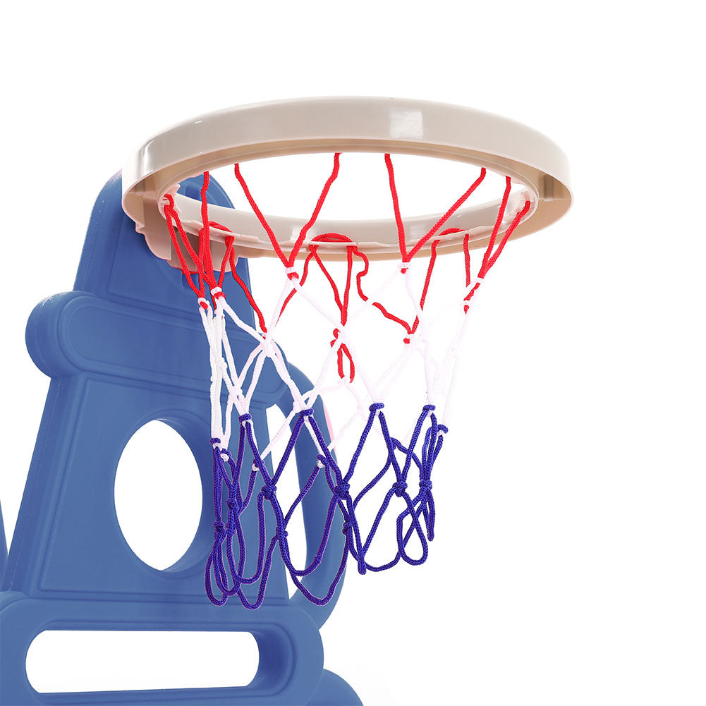 Kids Swing Slide and Basketball Hoop 3 in 1 Play Game Center Blue