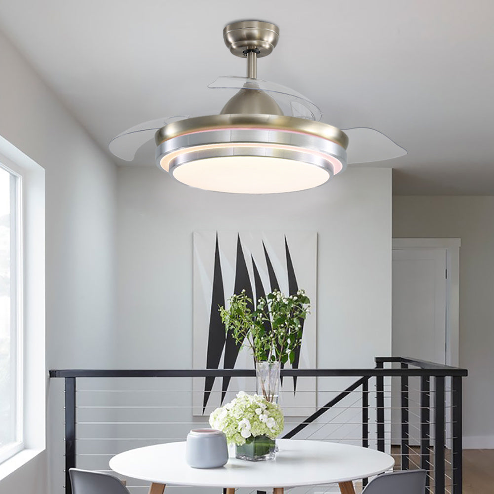 42 Inch Ceiling Fan Blade Light+Remote Control Nickel