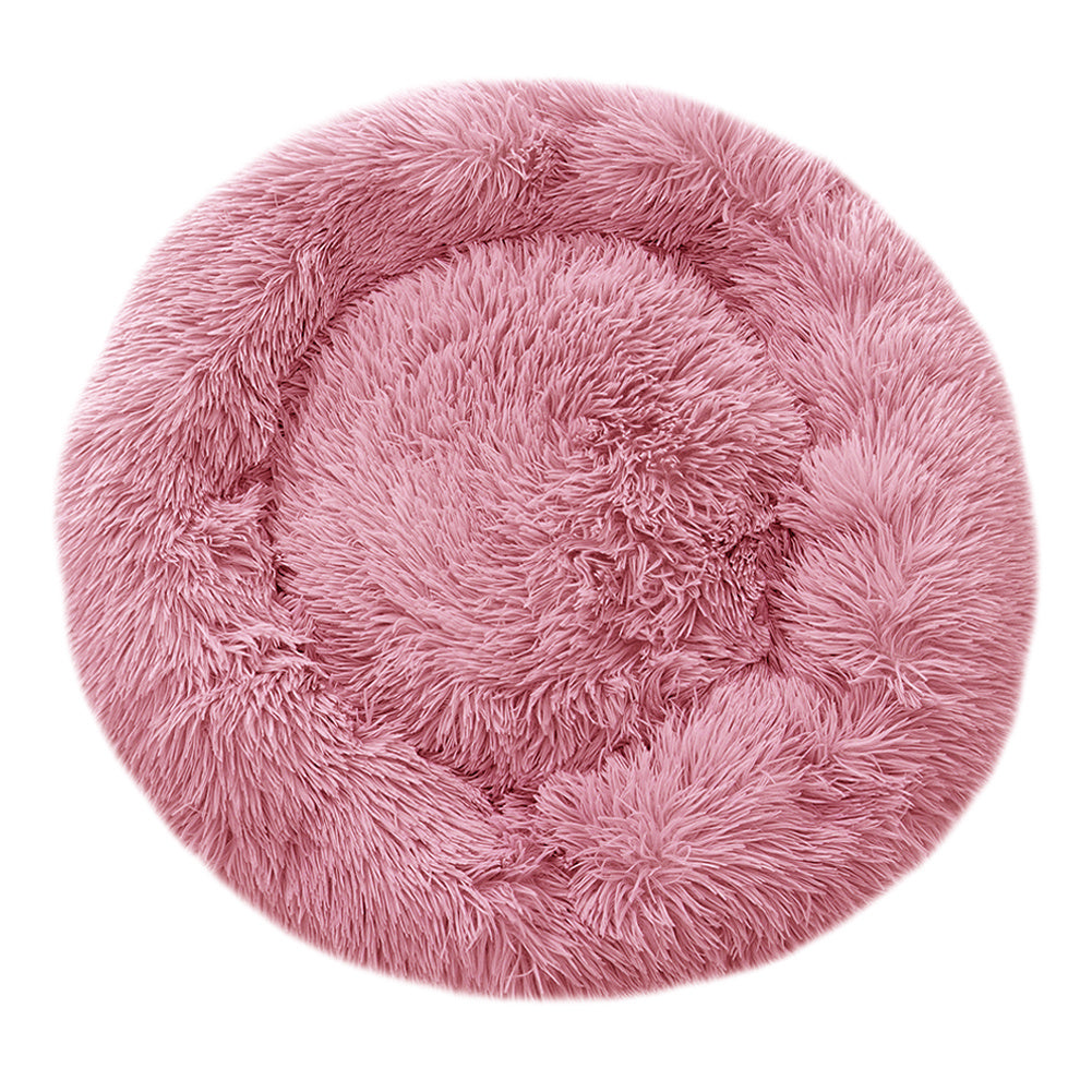 Pink 70cm Round Donut Plush Dog Cuddler Bed