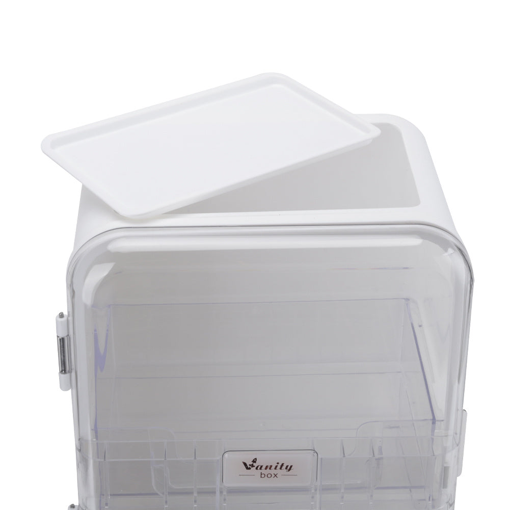 Large Capacity Makeup Cosmetics Organizer with Mirror,White