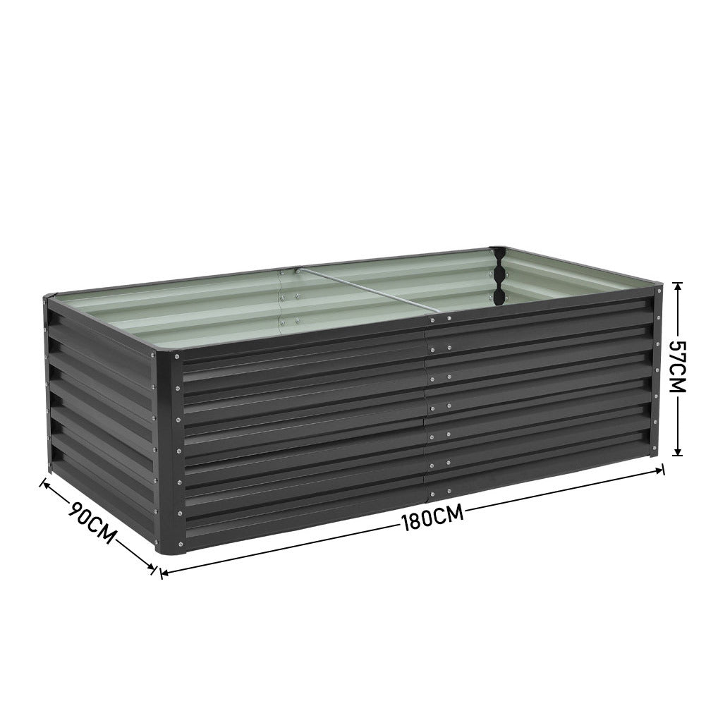 Charcoal Black Metal Rectangular Raised Garden Bed