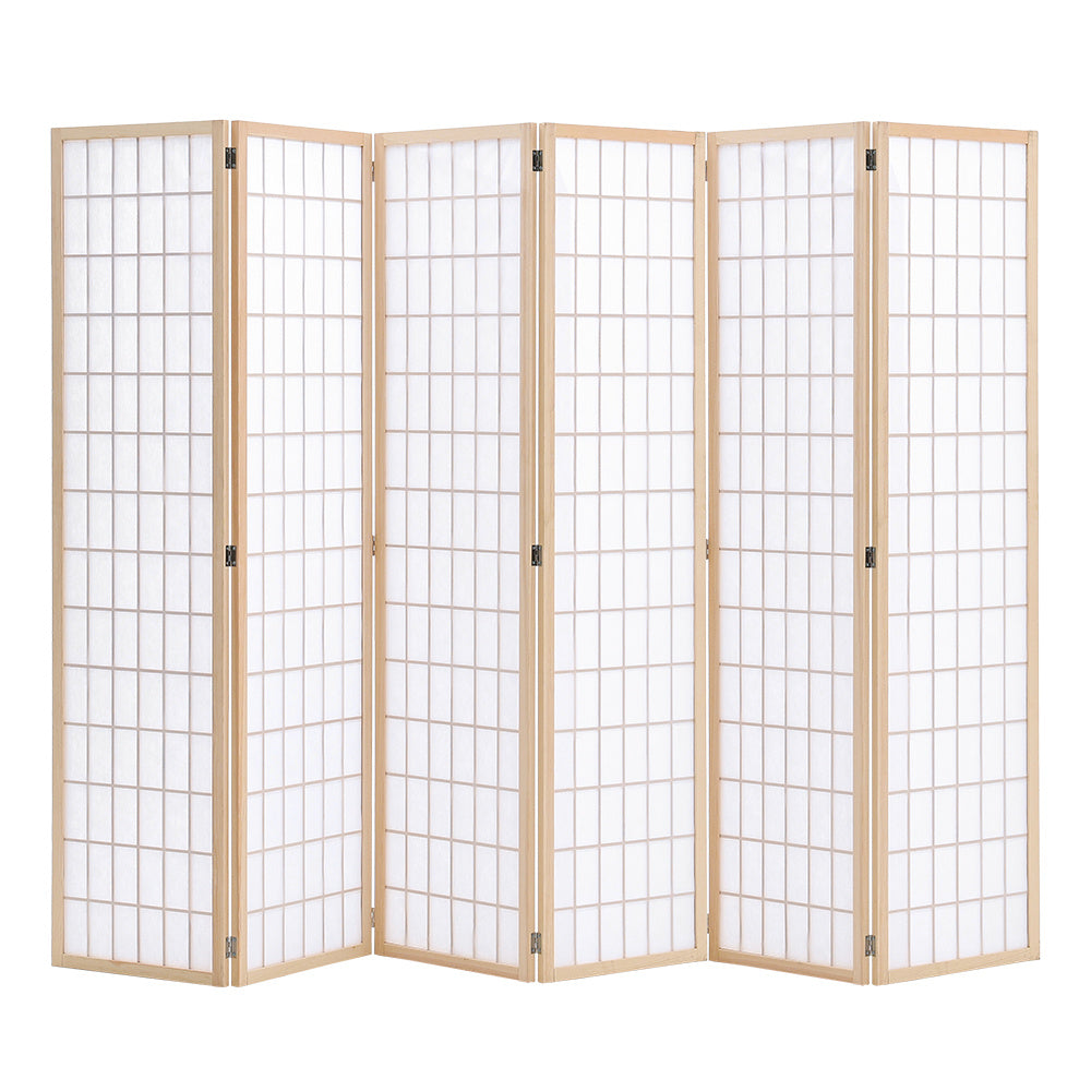 6 Panel Solid Wood Folding Room Divider Privacy Screen