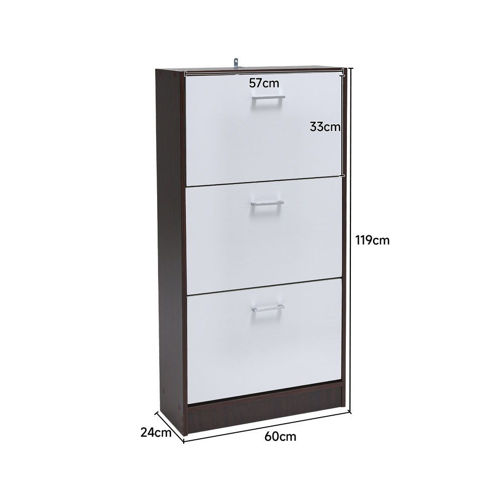 3 Layer Wooden Shoe Rack Drawer Shoes Shelves