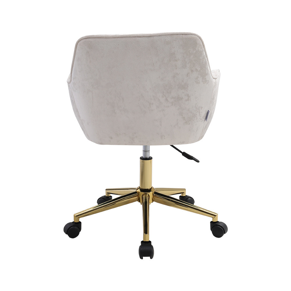 Velvet Upholstered Home Office Swivel Task Chair Beige