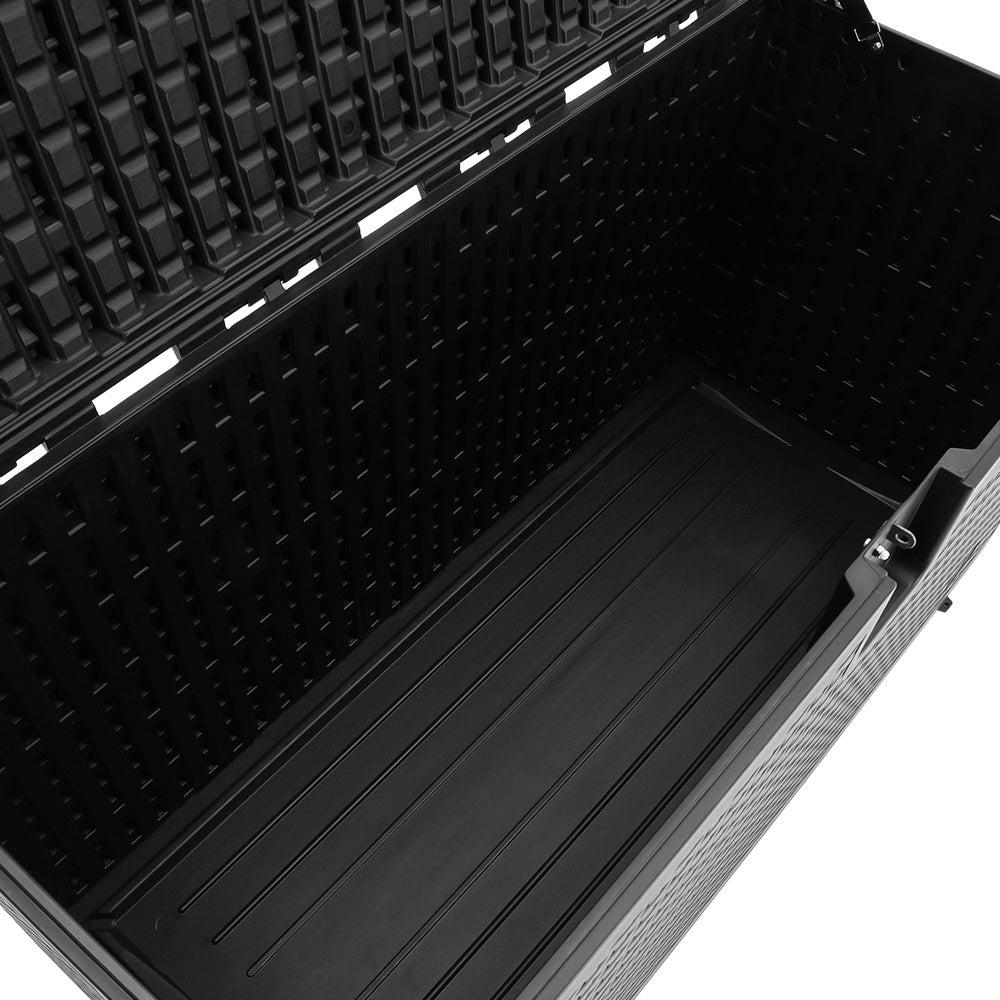 Black 99 Gallon Rattan Outdoor Deck Box