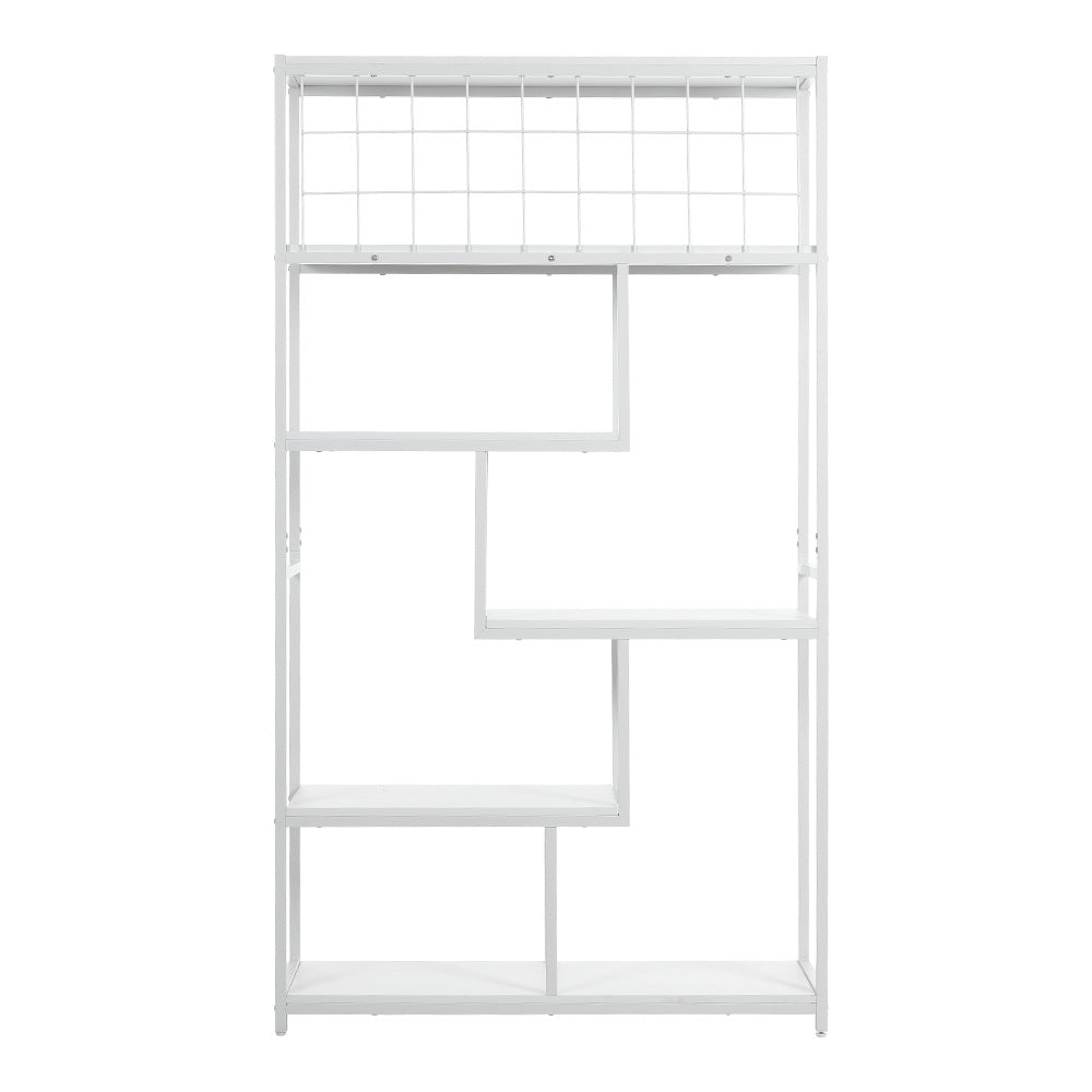White 6 Tier Open Bookcase Storage Shelf