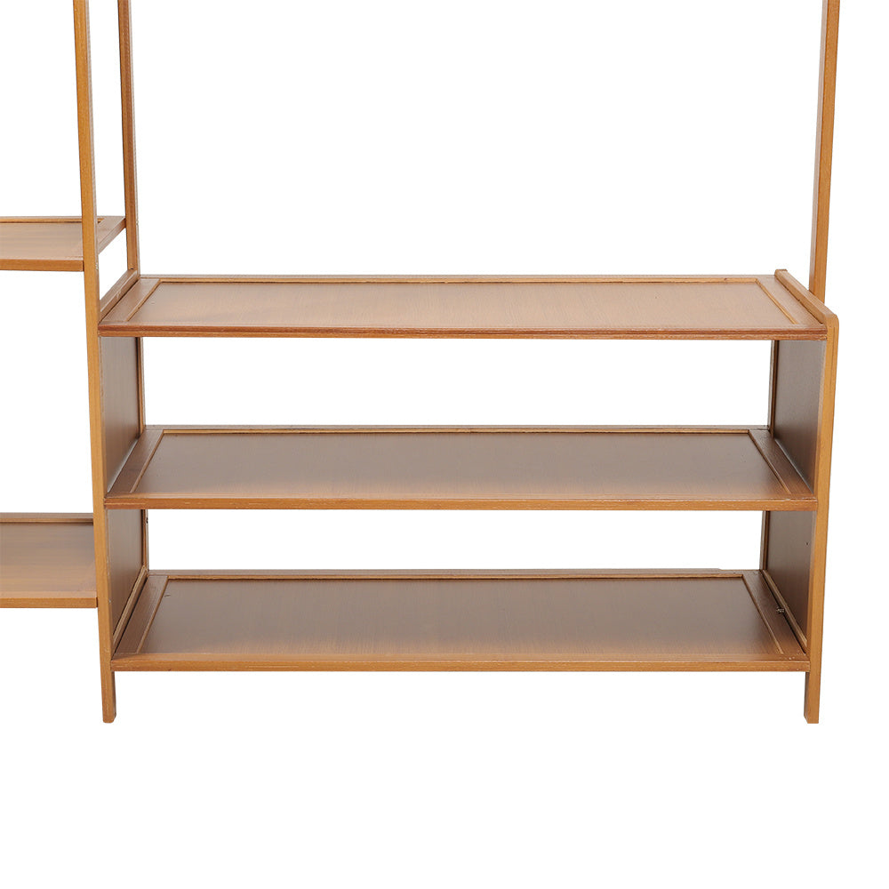 Freestanding Bamboo Clothes Rack with Storage Shelves 139CM