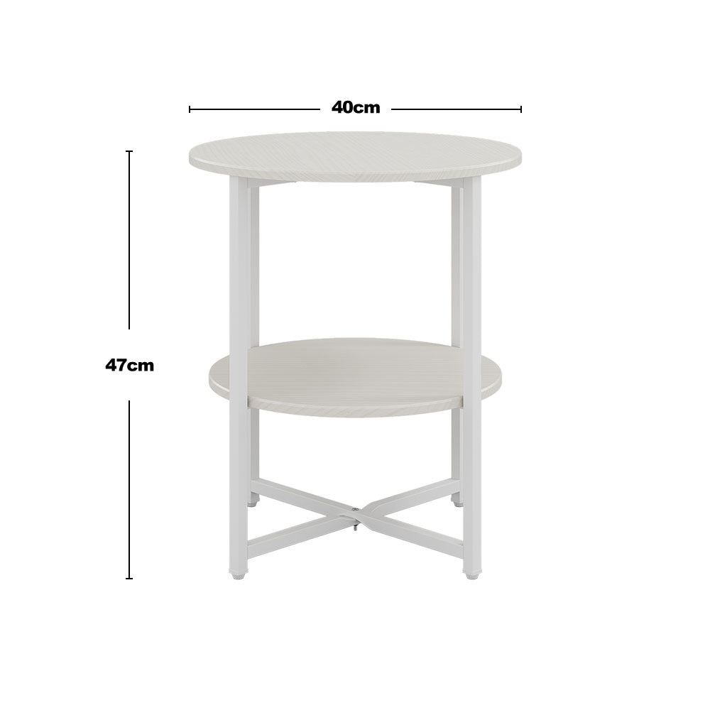 WHite Small Round Coffee Table with 2 Tier