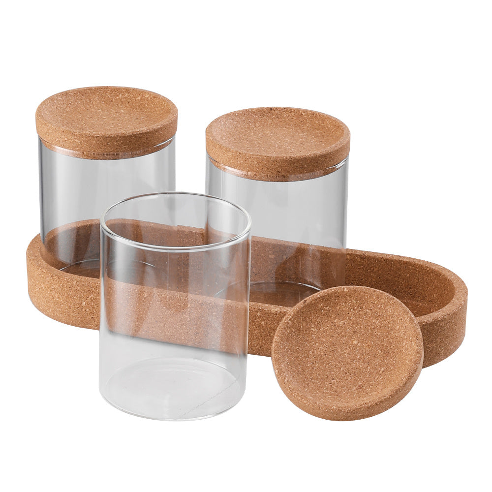 Transparent 3 Pcs Glass Storage Jar Set