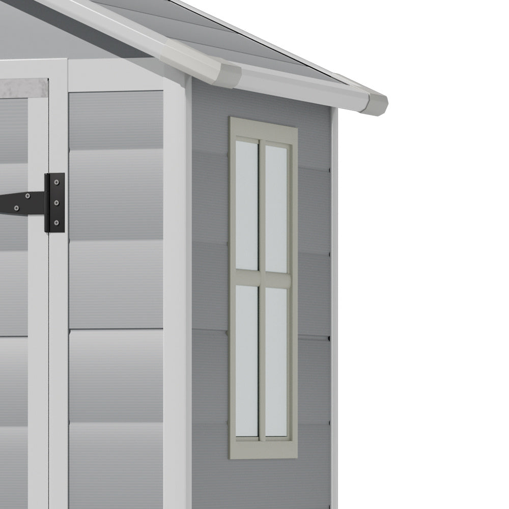Grey Garden Plastic Storage Shed with Lockable Hinged Door