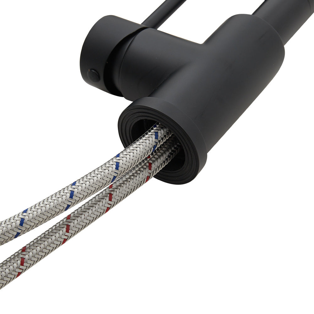 Chrome Black Stainless Steel Kitchen Faucet with Pull Down Spring Spout