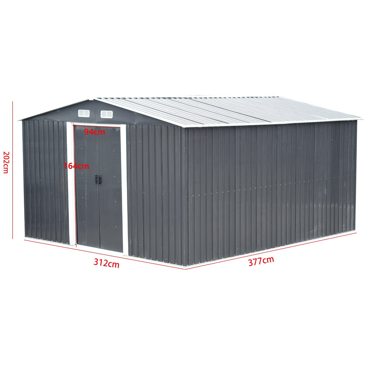 12ft x 10ft Outdoor Metal Garden Tool Shed, Black