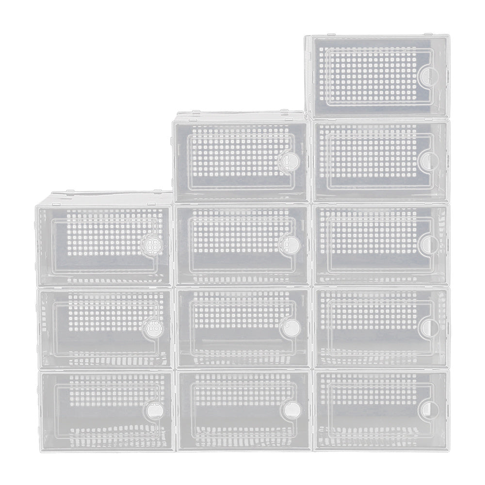 White 12 Stackable Shoe Storage Box Organiser
