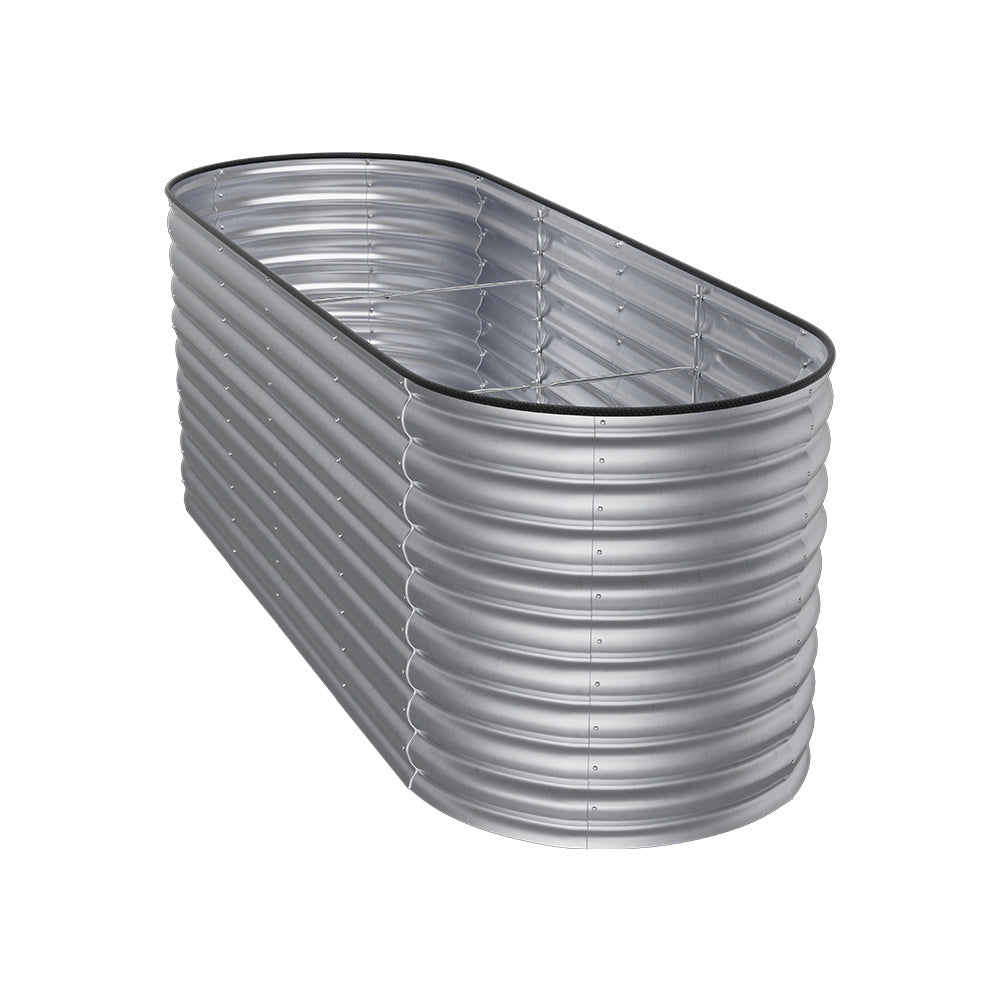 240cm Silver Oval Shaped Galvanized Steel Raised Garden Bed