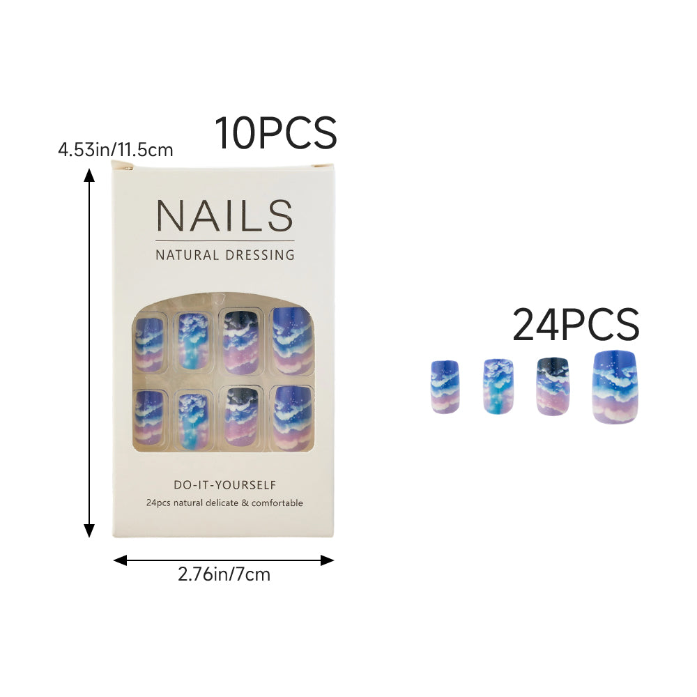 240PCS Lightning Press On Nails Red Blue Flame Fake Nails Set