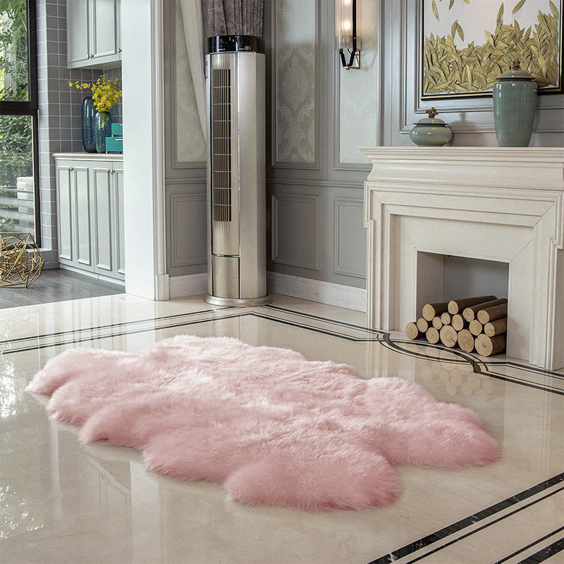 Soft Fluffy Fur Sheepskin Rug, Pink 180x110CM
