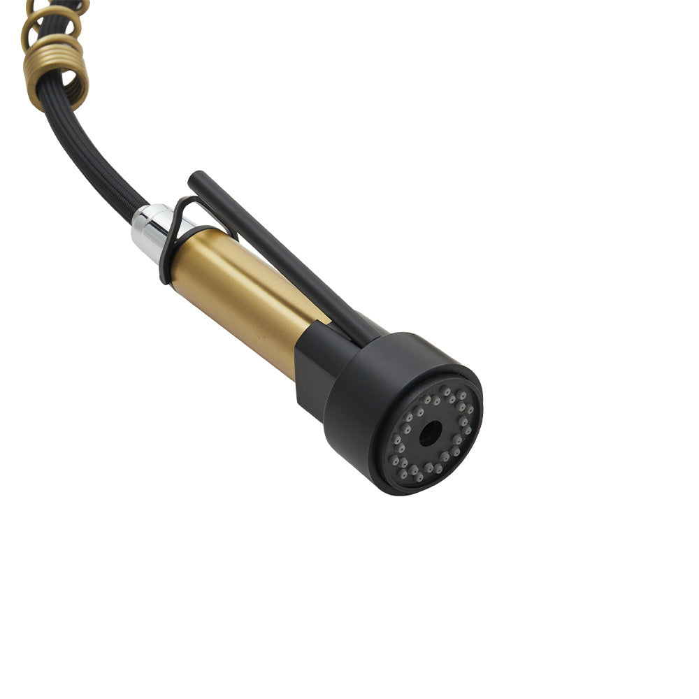 Gold Black Stainless Steel Kitchen Faucet with Pull Down Spring Spout