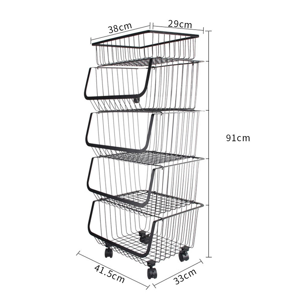 5 Tier Iron Wire Fruit Vegetable Basket Storage Unit