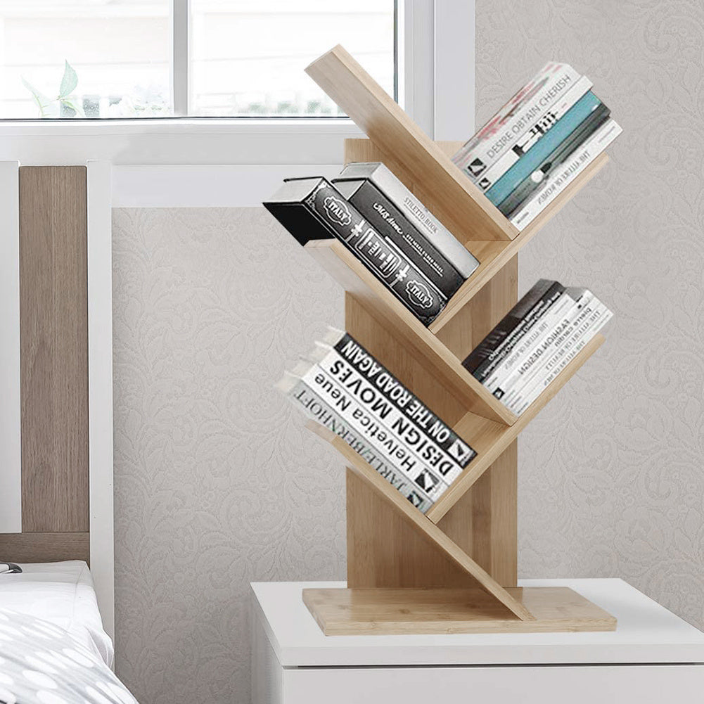 5 Layer Tree Shape Bookshelf Desktop Organizer, Natural