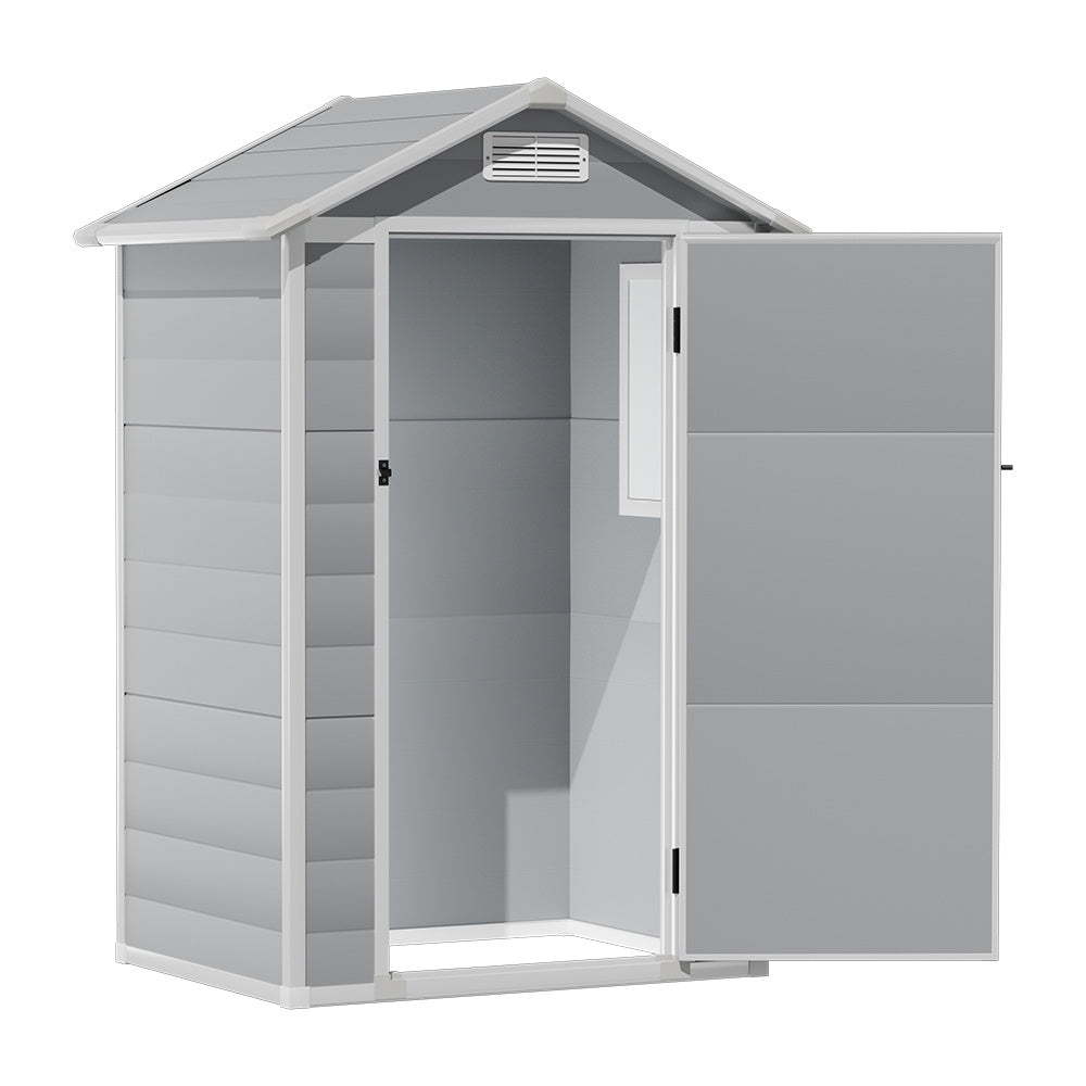 Grey Garden Plastic Storage Shed with Lockable Hinged Door