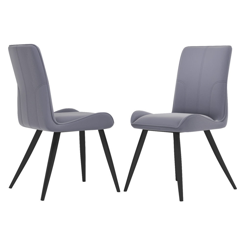 Grey Set of 2 Velvet Upholstered Dining Chairs