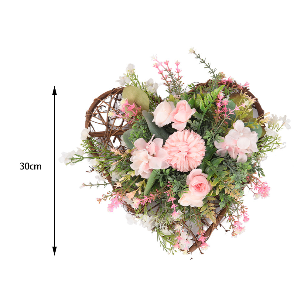 Rustic Assorted Flowers Heart shaped Wreath Decor