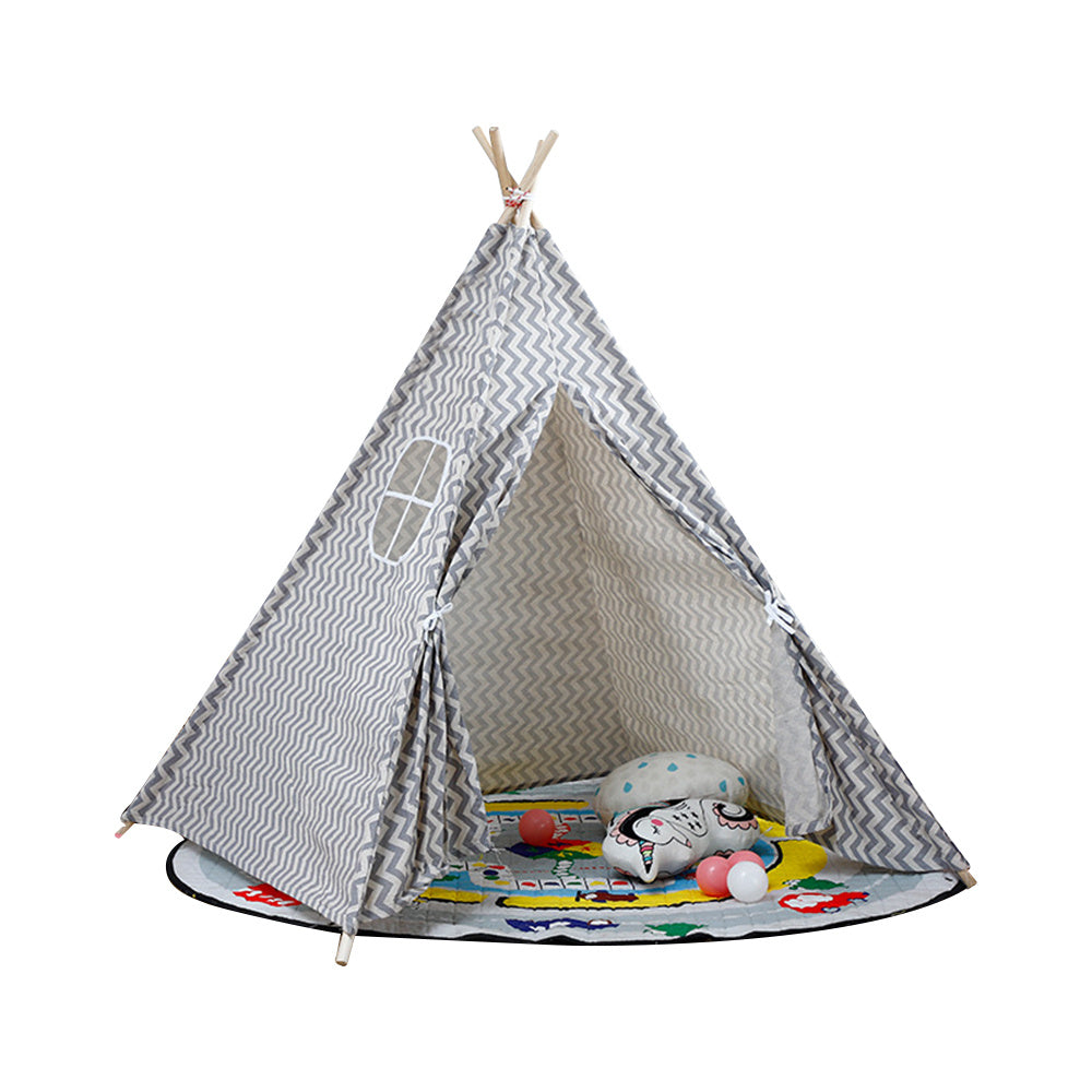 Indoor Indian Teepee Tent Play House Wood Support for Kids, Wavy