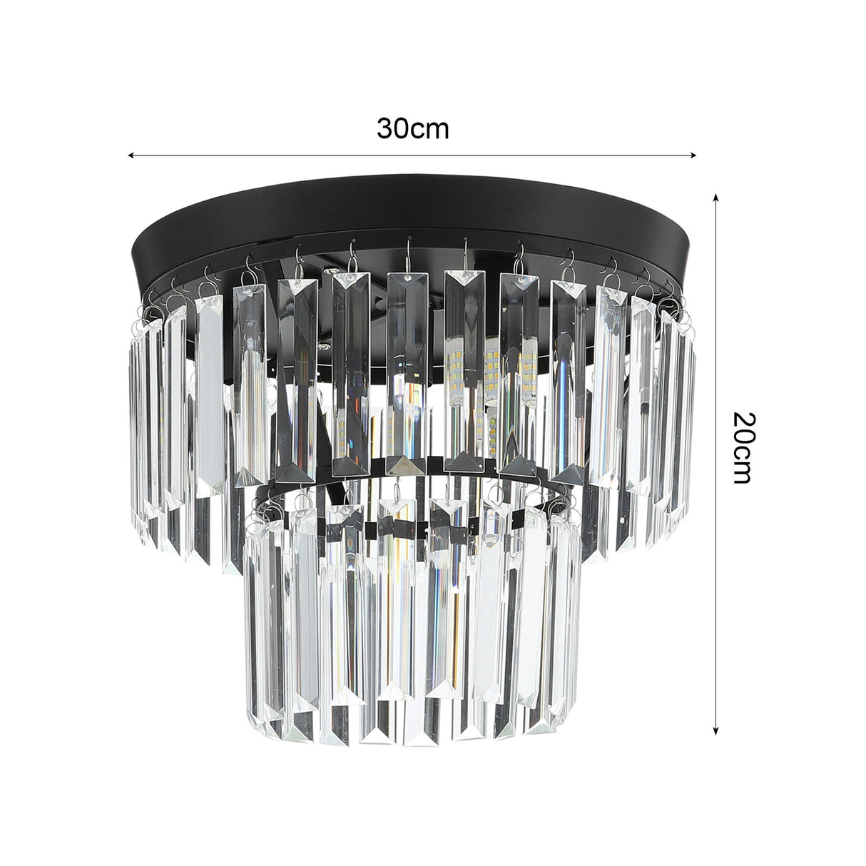Modern Black 30x20cm Crystal LED Ceiling Light