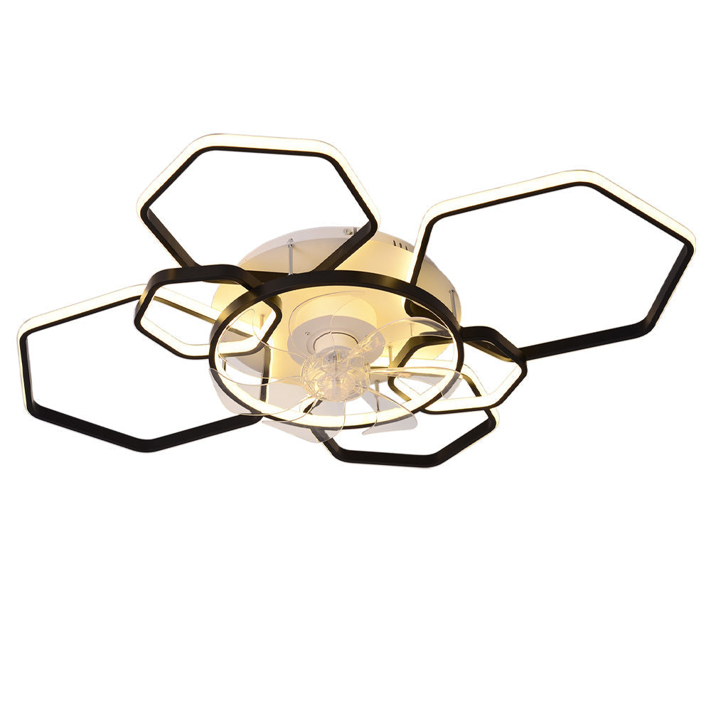 Geometrical Ceiling Mount LED Fan Light,Black