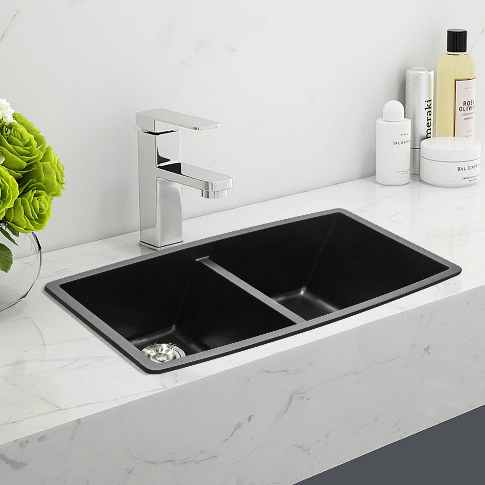 Black Double Bowl Undermount Kitchen Sink