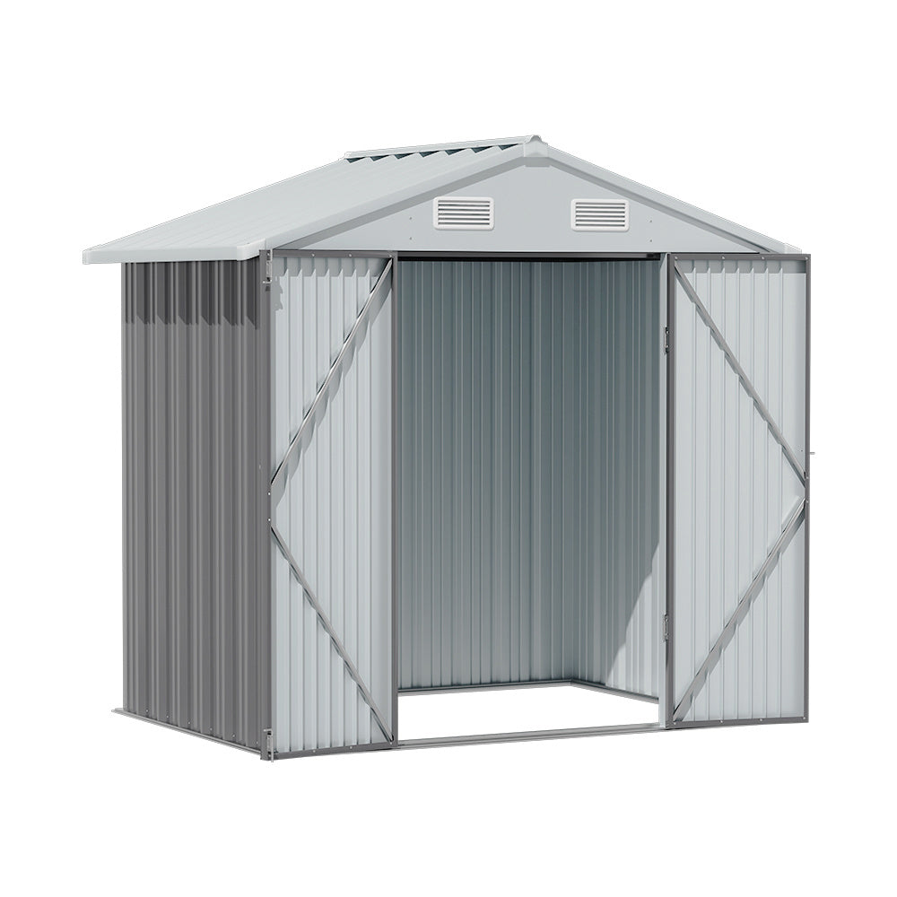 Grey 265.6cm Outdoor Garden Metal Storage Shed
