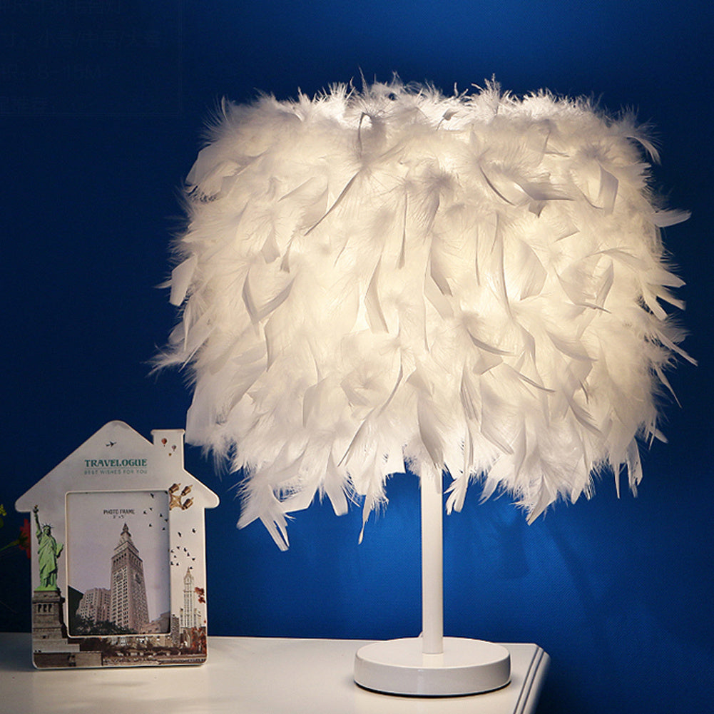 White Feather Table Lamp for Bedside Sitting Room