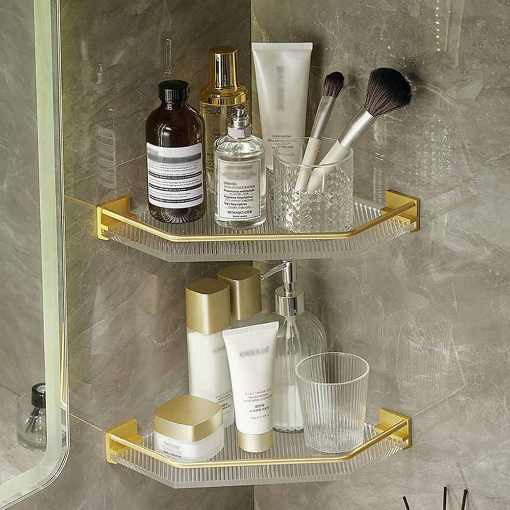 Gold Acrylic Bathroom Corner Shelf Shower Organiser