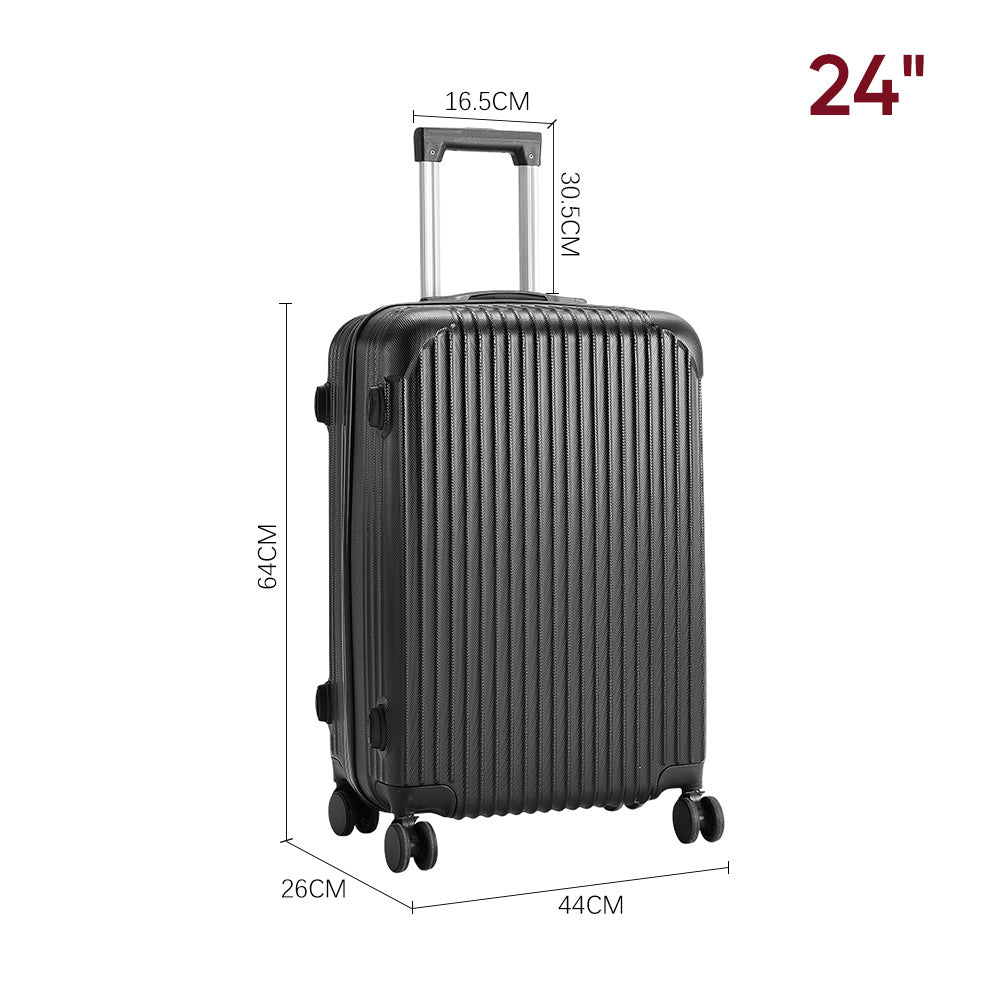 Black 24 inch Hardshell Spinner Wheel Luggage Travel Suitcase