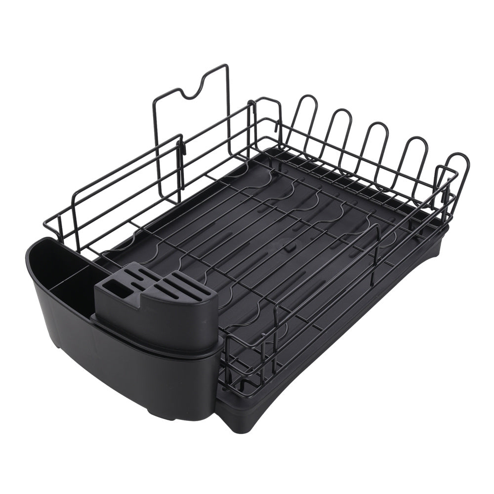Black Multifunctional 2 Tier Detachable Dish Drainer Rack