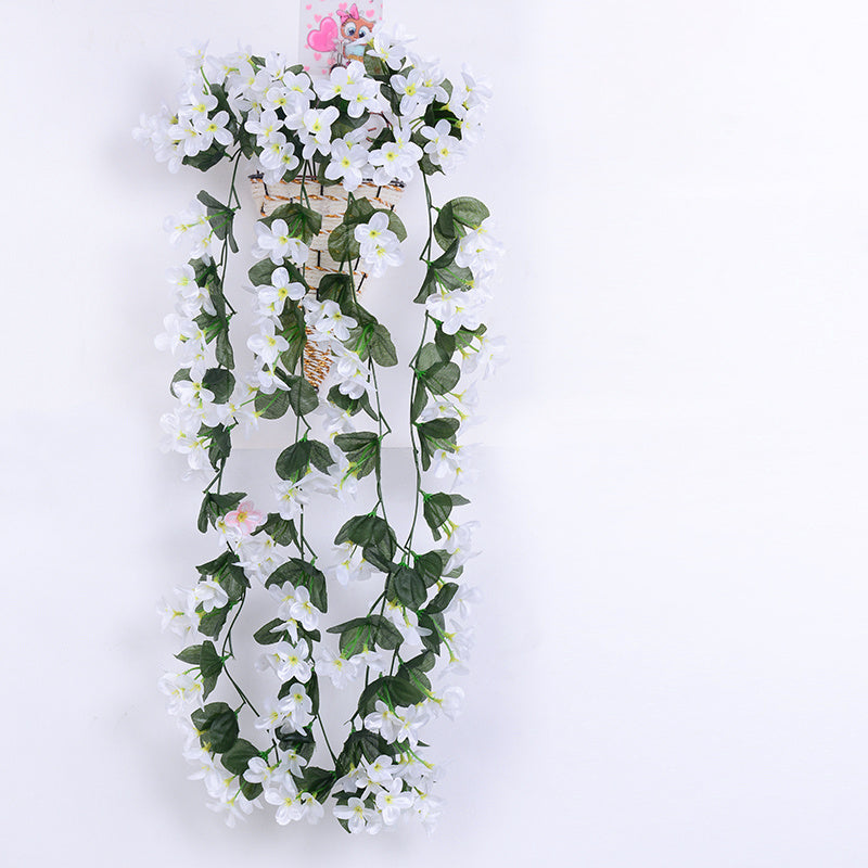 Wall Hanging Fake Flower Violet Window Balcony Decoration, White