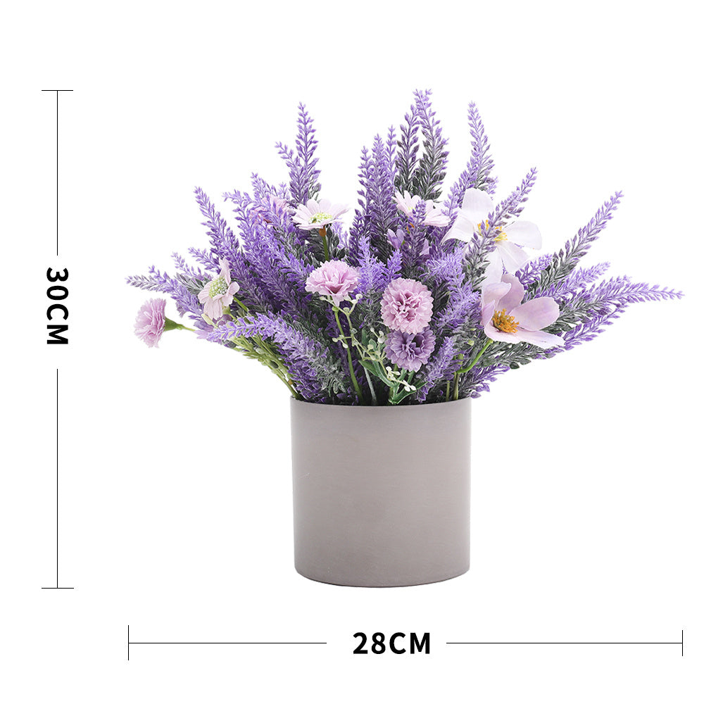 30CM Simulation Mist Lavender Wooden Flower Plant with Pot