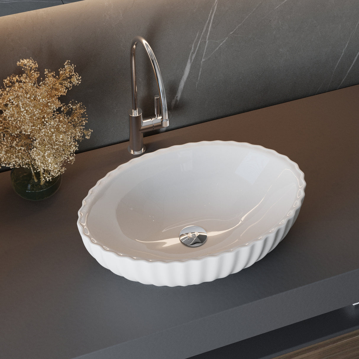 Modern Artistic Oval Bathroom Vessel Vanity Sink