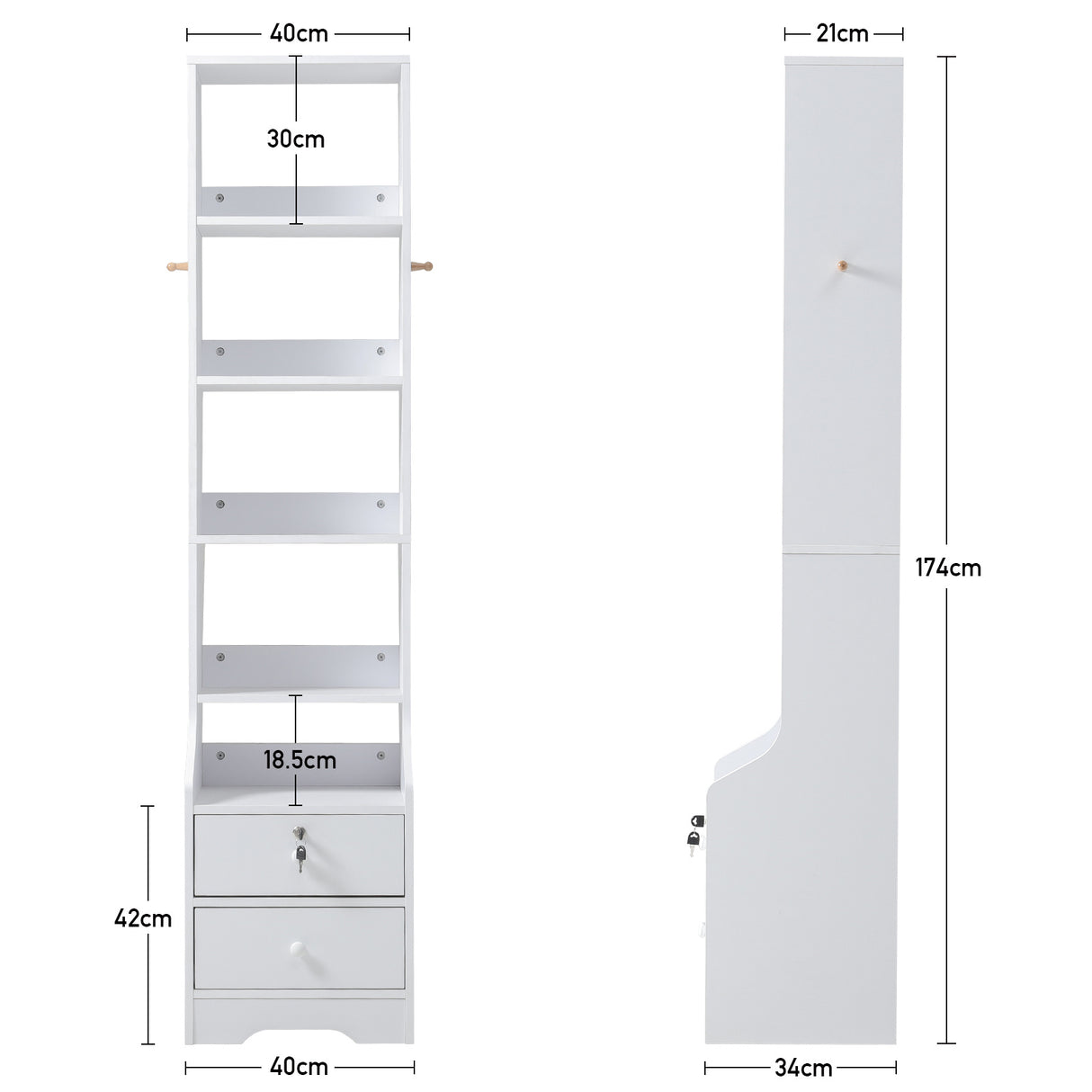 5 Layer Extra Tall Nightstand with 2 Storage Drawers