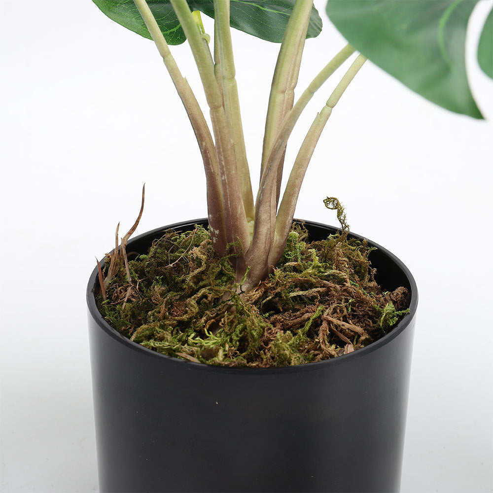 Artificial Outdoor Garden Green Plants with Plastic Pot, Monstera Deliciosa