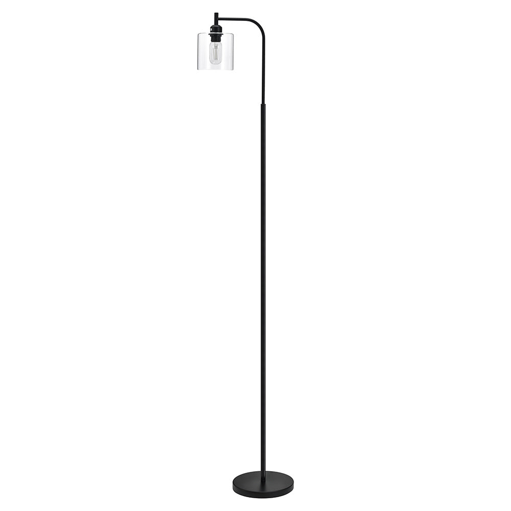Black Minimalist Floor Lamp with Glass Lampshade