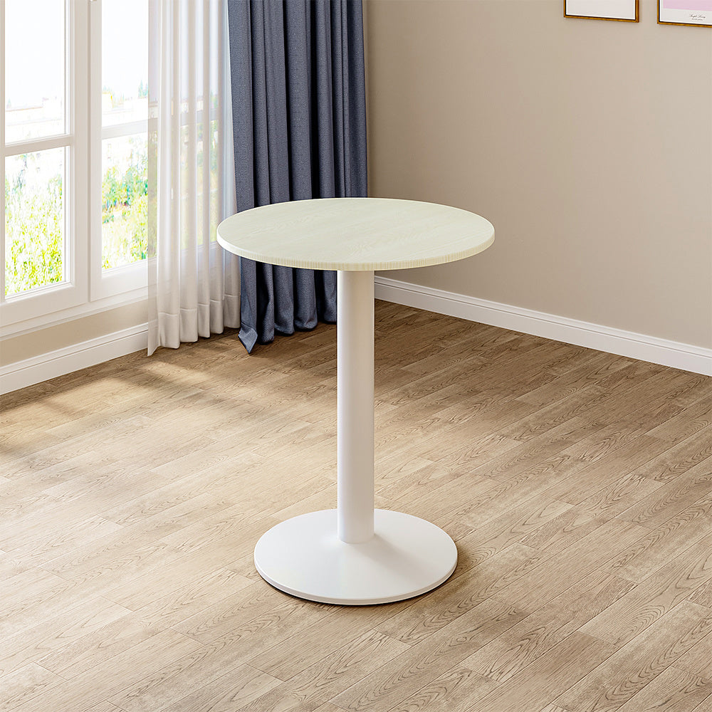 White Round Cafe Table with Metal Base