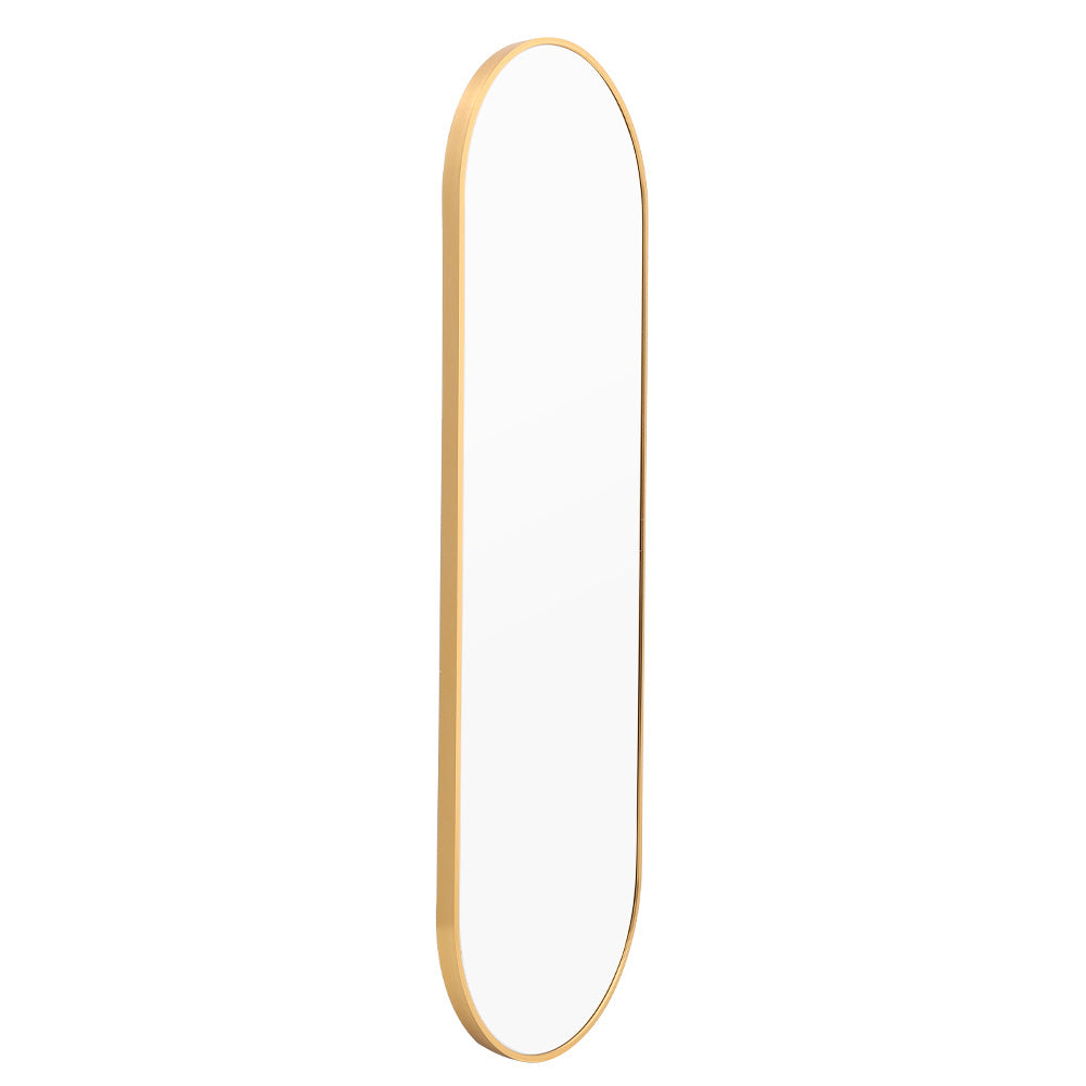 Modern Oval Metal Full Length Wall Mirror Gold