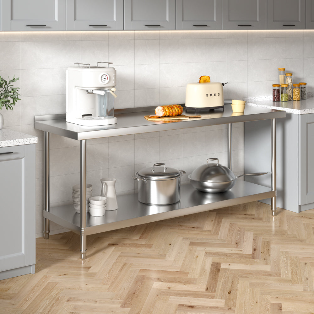 180Cm Stainless Steel Lower Layer Kitchen Workingstation with Backsplash