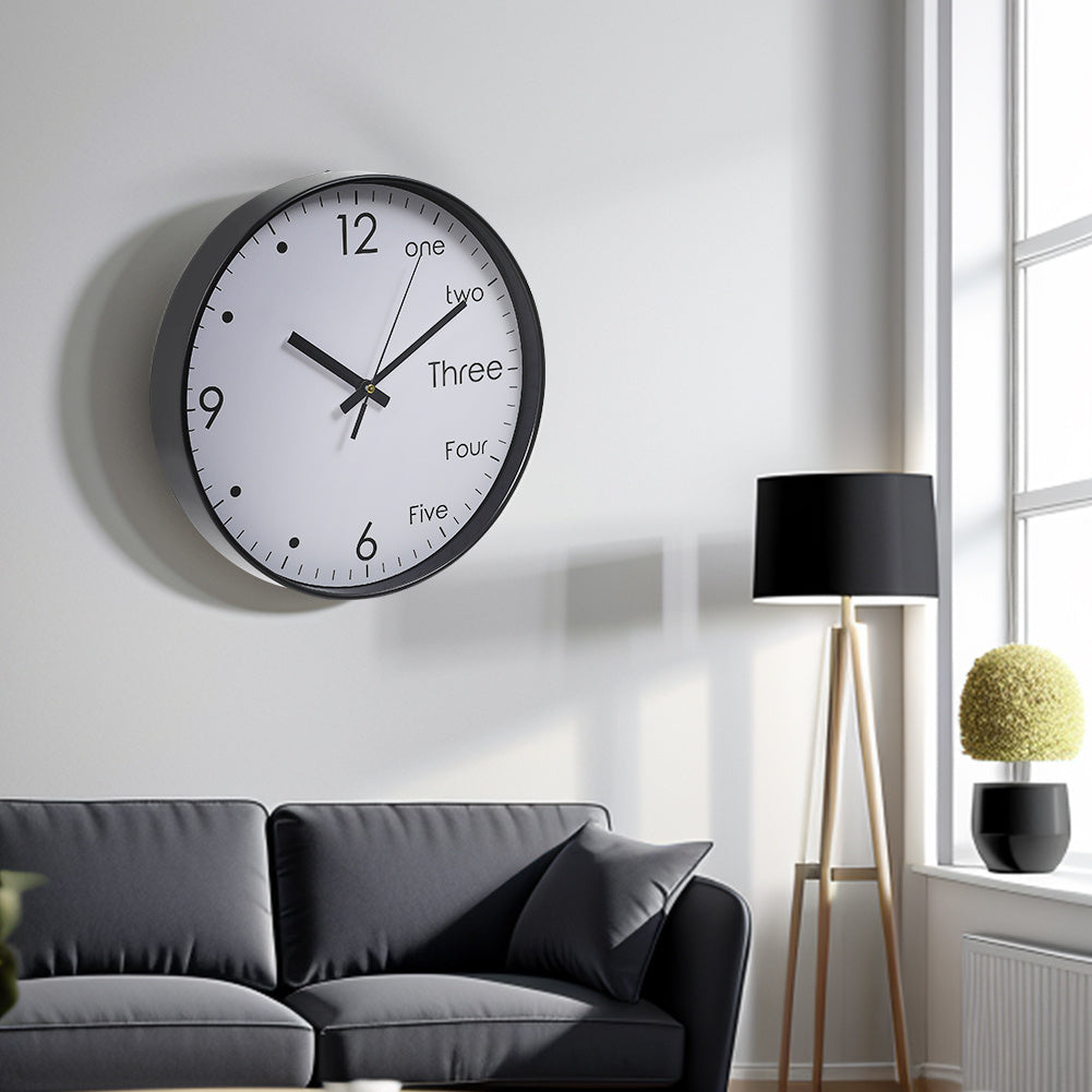 12 Inch Silent Wall Clock with Arabic English Numerals