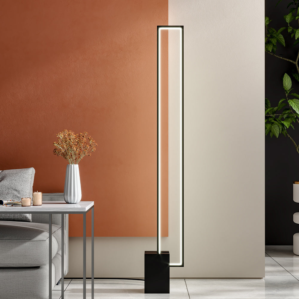 Black Rectangular LED Living Room Floor Lamp